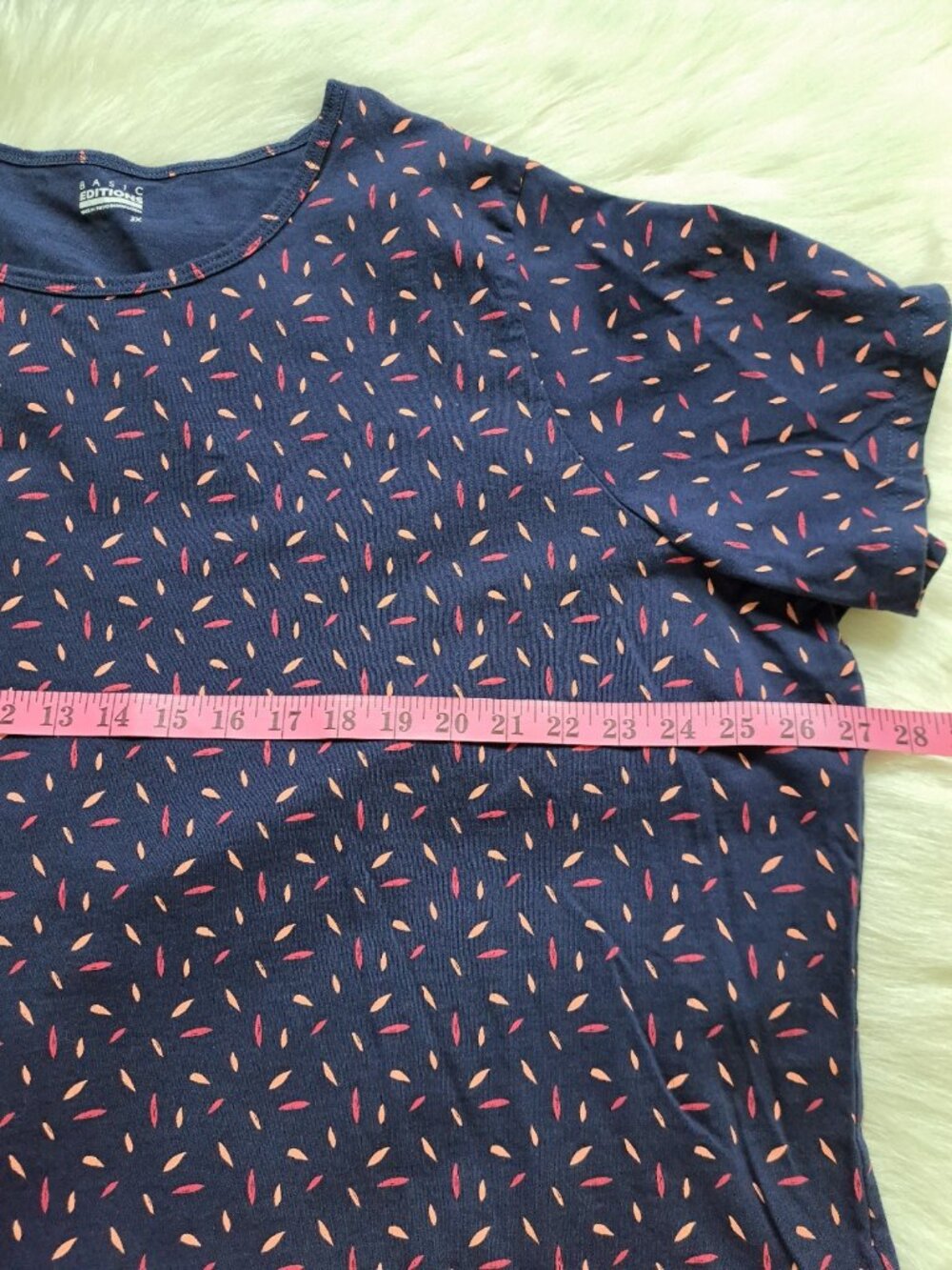 Basic Editions 100% Cotton Leaf Print T Shirt Size 3X - Picture 7 of 7